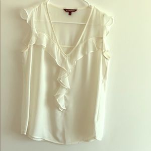 NWOT Express off white sheer ruffle blouse